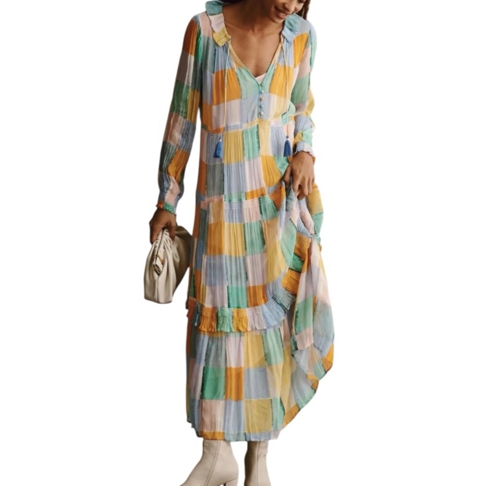 Colorful Long Sleeve Maxi Dress